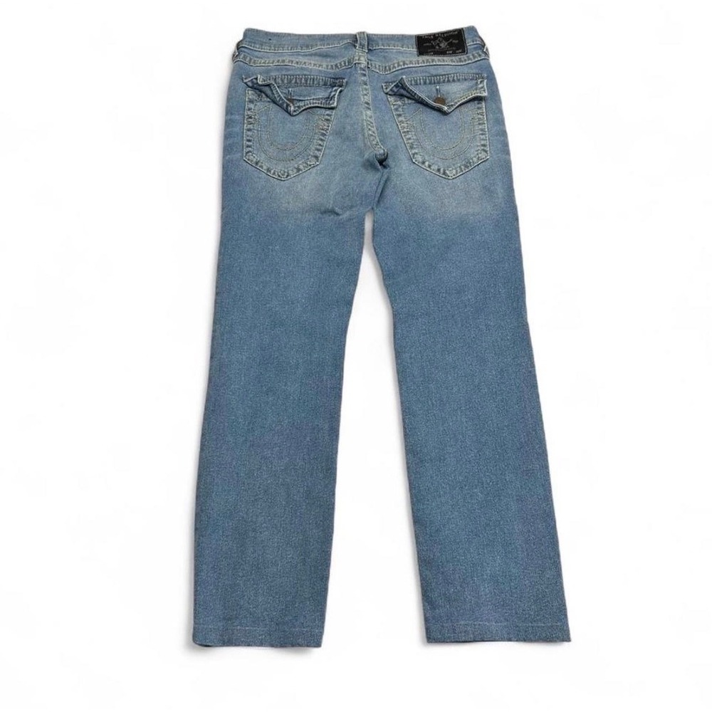 True Religion Rocco Relaxed Skinny Jeans Mens 33 Blue Denim Flap Pocket KAS1214